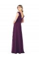 Cap Sleeves V-Neck Soft Chiffon Grape Long Formal Dress / Bridesmaid Dress Cardiff