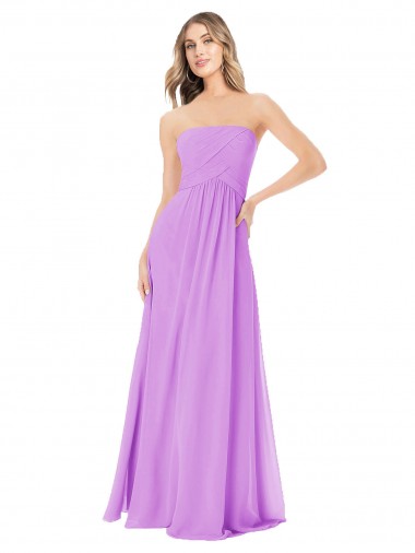 Sleeveless Strapless Soft Chiffon Violet Long Bridesmaid Dress Cardiff