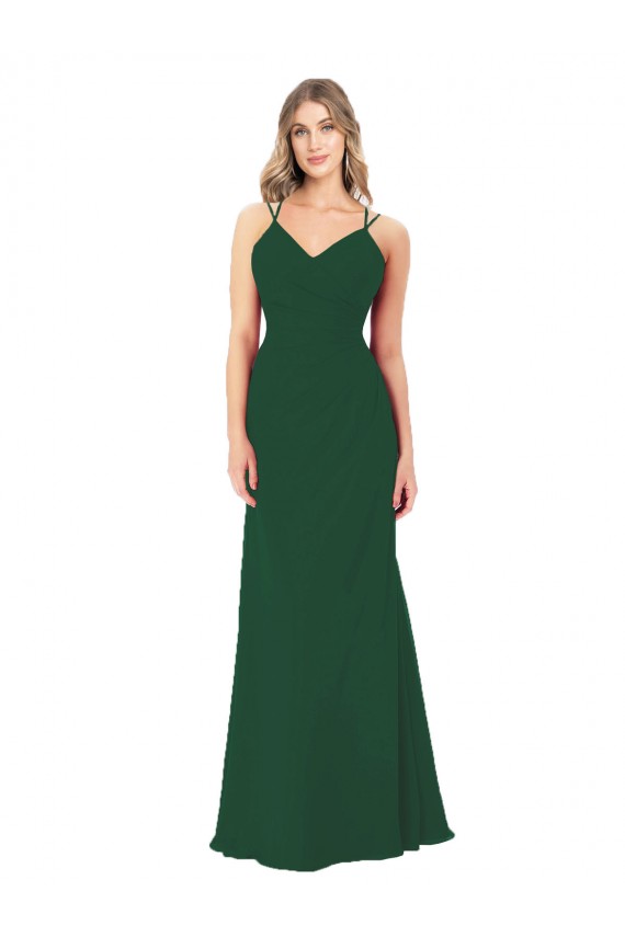 Sleeveless Sweetheart Soft Chiffon Dark Green Long Bridesmaid Dress Cardiff
