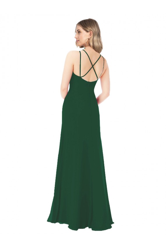 Sleeveless Sweetheart Soft Chiffon Dark Green Long Bridesmaid Dress Cardiff