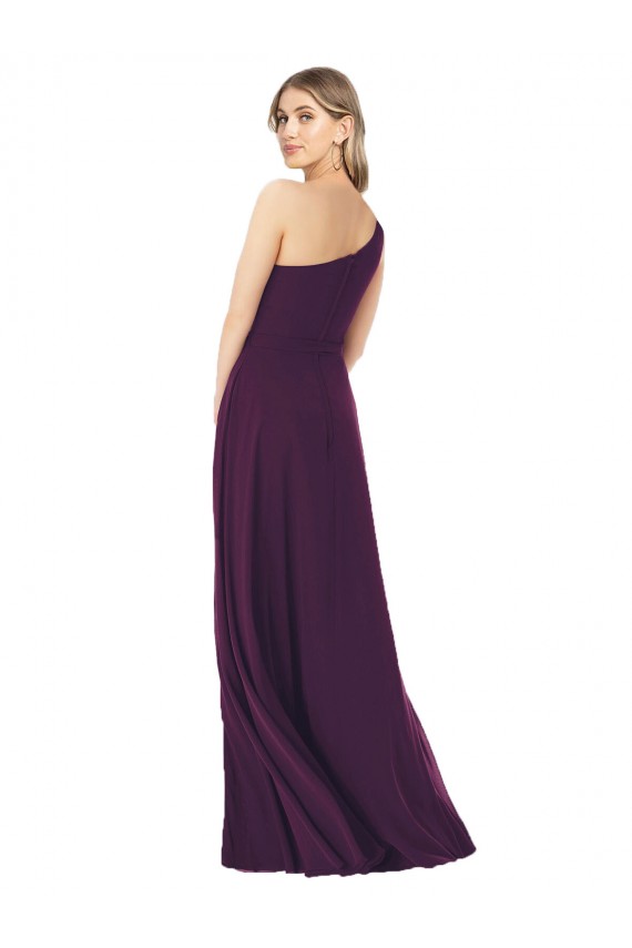 Sleeveless One Shoulder Soft Chiffon Grape Long Formal Dress / Bridesmaid Dress Cardiff