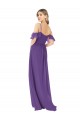 Cold Shoulder High Neck Soft Chiffon Plum Purple Long Bridesmaid Dress Cardiff