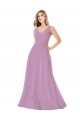 Sleeveless V-Neck Soft Chiffon Dark Lavender Long Bridal Party Dress Cardiff