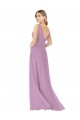 Sleeveless V-Neck Soft Chiffon Dark Lavender Long Bridal Party Dress Cardiff