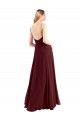 Sleeveless V-Neck Chiffon Burgundy Gold Long Floor Length Bridesmaid Dress Cardiff