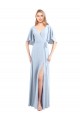 Flutter Sleeves V-Neck Chiffon Light Sky Blue Long Bridesmaid Dress / Evening Dress Cardiff