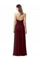 Sleeveless High Neck Soft Chiffon Burgundy Gold Long Bridesmaid Dress Cardiff