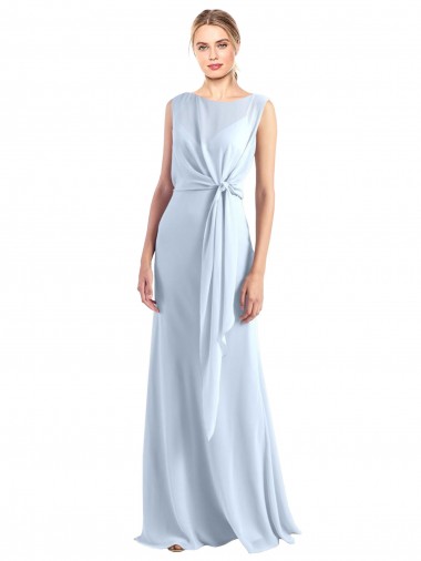 Sleeveless V-Neck Chiffon Light Sky Blue Long Bridesmaid Dress / Evening Gowns Cardiff