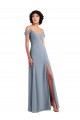 Sleeveless V-Neck Chiffon Dusty Blue Long Formal Dress / Bridesmaid Dress Cardiff