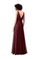 Sleeveless Cowl Neck Soft Chiffon Burgundy Gold Long Bridesmaid Dress Cardiff