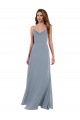 Sleeveless Cowl Neck Soft Chiffon Dusty Blue Long Formal Dress / Bridesmaid Dress Cardiff