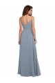 Sleeveless Cowl Neck Soft Chiffon Dusty Blue Long Formal Dress / Bridesmaid Dress Cardiff
