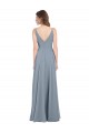 Sleeveless V-Neck Chiffon Dusty Blue Long Bridesmaid Dress / Evening Gowns Cardiff