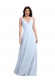 Sleeveless V-Neck Soft Chiffon Light Sky Blue Long Evening Dress / Bridesmaid Dress Cardiff