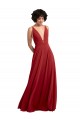 Sleeveless V-Neck Lxue Chiffon Red Long Bridesmaid Dress Cardiff