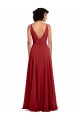 Sleeveless V-Neck Lxue Chiffon Red Long Bridesmaid Dress Cardiff