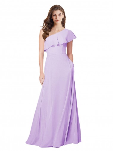 Sleeveless One Shoulder Soft Chiffon Lilac Long Bridesmaid Dress Cardiff