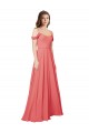 Sleeveless Off the Shoulder Soft Chiffon Desert Rose Long Bridesmaid Dress Cardiff