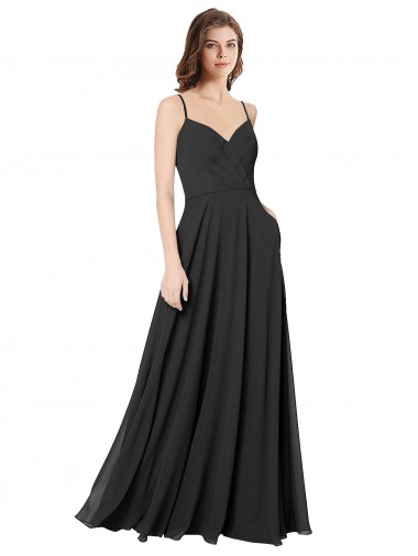 Sleeveless Sweetheart Chiffon Black A-Line Long Formal Dress / Bridesmaid Dress Cardiff