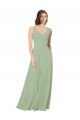 Sleeveless Sweetheart Soft Chiffon Smoke Green Long Formal Dress / Bridesmaid Dress Cardiff