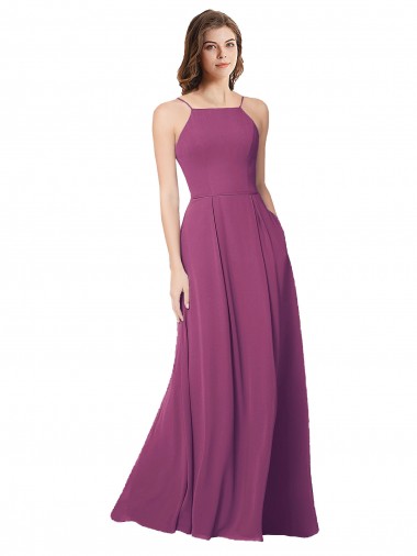 Sleeveless Strapless Soft Chiffon Wild Berry Long Bridesmaid Dress Cardiff