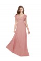 Flutter Sleeves V-Neck Chiffon Bliss Pink Long Bridesmaid Dress / Evening Dress Cardiff