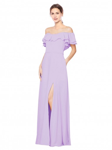 Sleeveless Strapless Soft Chiffon Lilac A-Line Long Bridesmaid Dress Cardiff