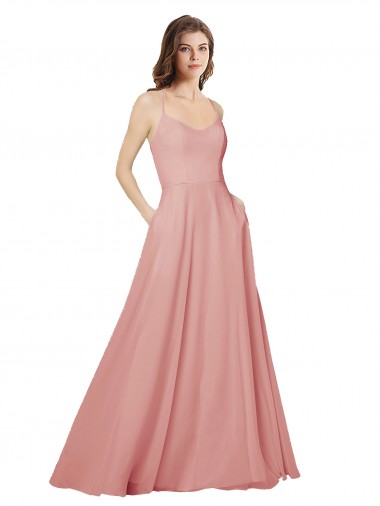 Sleeveless Strapless Soft Chiffon Bliss Pink Long Bridesmaid Dress Cardiff