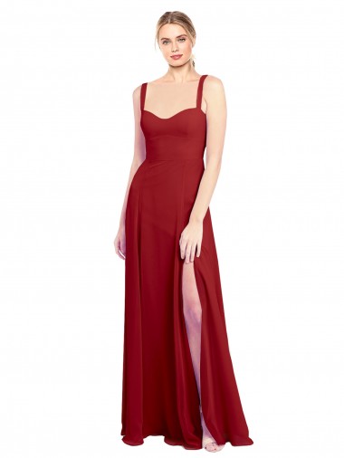 Sleeveless Sweetheart Soft Chiffon Red Long Bridesmaid Dress Cardiff