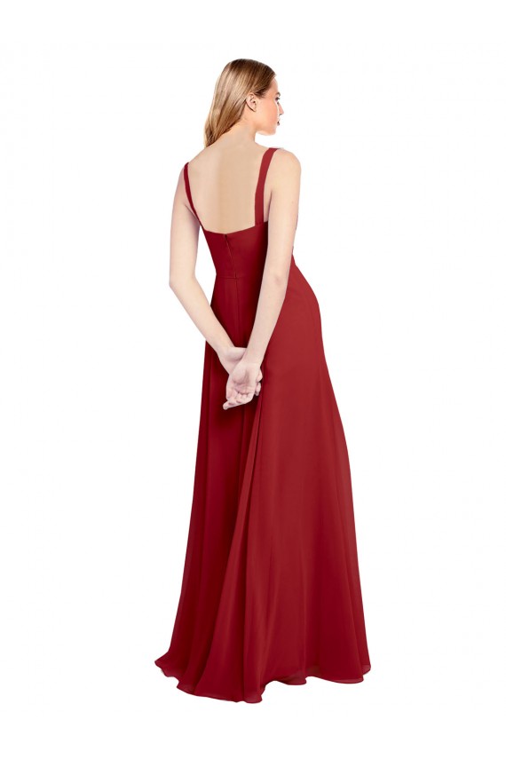 Sleeveless Sweetheart Soft Chiffon Red Long Bridesmaid Dress Cardiff