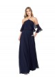 Flutter Sleeves High Neck Soft Chiffon Dark Navy Long Formal Dress / Bridesmaid Dress Cardiff