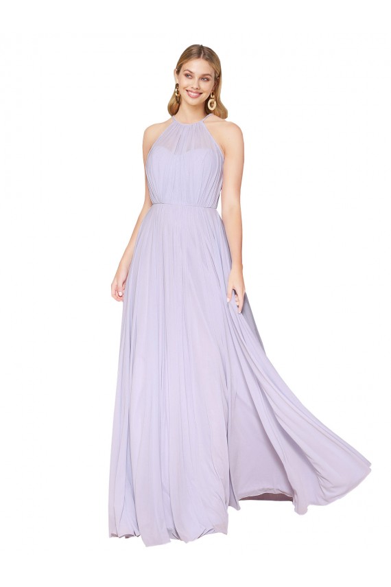Sleeveless High Neck Soft Chiffon Lilac Long Formal Evening Gown / Prom Dress / Bridesmaid Dress Cardiff