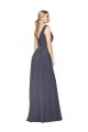 Sleeveless High Neck Soft Chiffon Dusty Blue Long Formal Evening Gown / Prom Dress / Bridesmaid Dress Cardiff