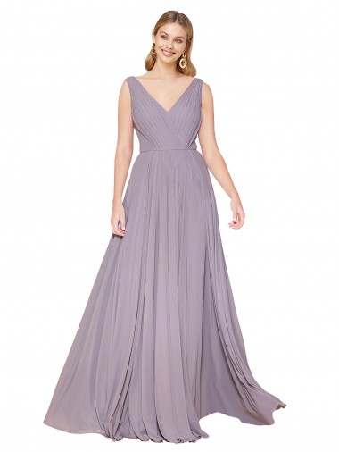 Sleeveless High Neck Soft Chiffon Dusty Rose Long Formal Evening Gown / Prom Dress / Bridesmaid Dress Cardiff