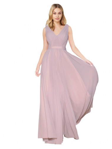 Sleeveless High Neck Soft Chiffon Primrose Long Formal Evening Gown / Prom Dress / Bridesmaid Dress Cardiff