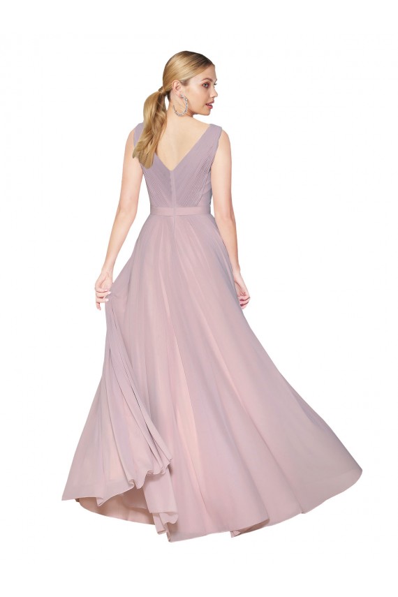 Sleeveless High Neck Soft Chiffon Primrose Long Formal Evening Gown / Prom Dress / Bridesmaid Dress Cardiff