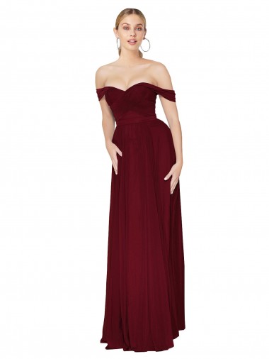 Sleeveless High Neck Soft Chiffon Burgundy Mermaid Long Formal Dress / Bridesmaid Dress Cardiff