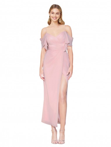 Cold Shoulder High Neck Soft Chiffon Primrose Knee Length Formal Evening Gown / Prom Dress / Bridesmaid Dress Cardiff