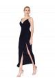 Sleeveless High Neck Soft Chiffon Dark Navy Knee Length Formal Evening Gown / Prom Dress / Bridesmaid Dress Cardiff