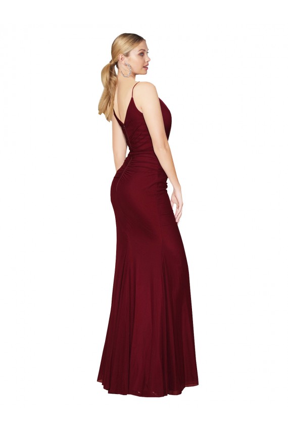 Sleeveless High Neck Soft Chiffon Burgundy Mermaid Long Formal Evening Gown / Prom Dress / Bridesmaid Dress Cardiff