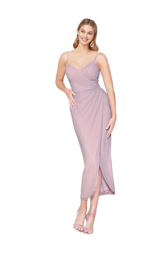 Sleeveless High Neck Soft Chiffon Primrose Knee Length High Low Evening Gown / Prom Dress / Bridesmaid Dress Cardiff