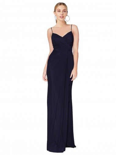 Sleeveless High Neck Soft Chiffon Dark Navy Mermaid Long Bridesmaid Dress / Formal Dress Cardiff