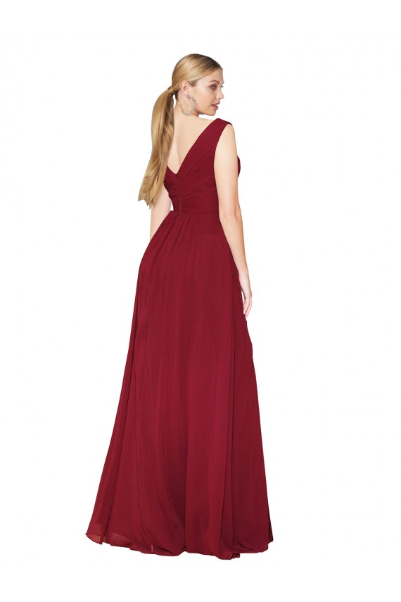 Sleeveless High Neck Soft Chiffon Burgundy Long Black Tie Evening Gown / Prom Dress / Bridesmaid Dress Cardiff
