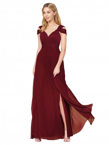 Sleeveless High Neck Soft Chiffon Burgundy Long Formal Evening Gown / Prom Dress / Bridesmaid Dress Cardiff
