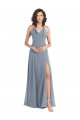 Sleeveless Cowl Neck Soft Chiffon Dusty Blue Long Bridesmaid Dress Cardiff