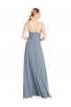 Sleeveless V-Neck Soft Chiffon Dusty Blue Long Bridesmaid Gowns Cardiff