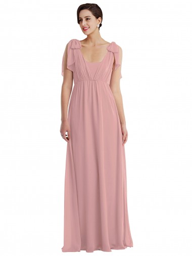 Sleeveless Halter Neck Soft Chiffon Dusty Pink Long Semi Formal Evening Dress / Bridesmaid Dress Cardiff