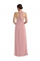 Sleeveless Halter Neck Soft Chiffon Dusty Pink Long Semi Formal Evening Dress / Bridesmaid Dress Cardiff