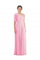 Sleeveless One Shoulder Soft Chiffon Barely Pink Long Semi Formal Evening Dress / Bridesmaid Dress Cardiff
