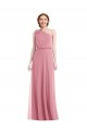 Sleeveless One Shoulder Soft Chiffon Skin Pink Long Semi Formal Evening Dress / Bridesmaid Dress Cardiff